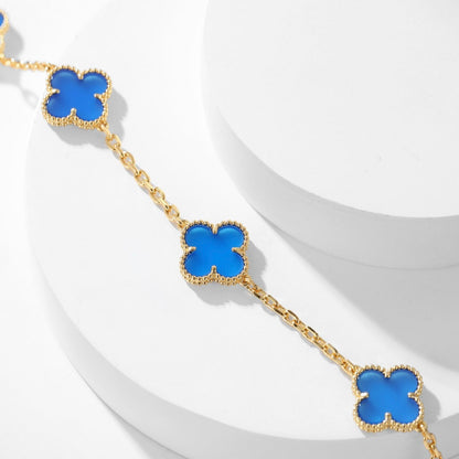 [Bijoux de luxe]CLOVERS LE COLLIER EN AGATE BLEUE À 10 MOTIFS