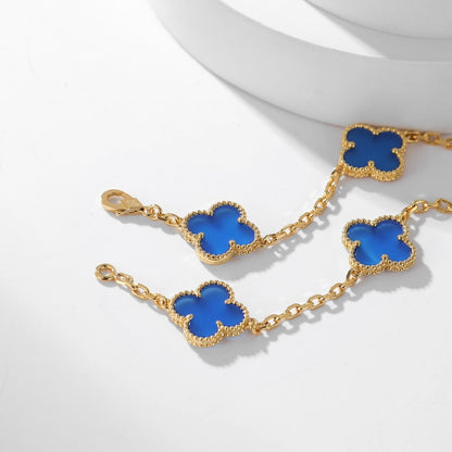 [Bijoux de luxe]CLOVERS LE COLLIER EN AGATE BLEUE À 10 MOTIFS