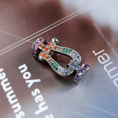 [Bijoux de luxe] BRACELET FORCE GRAND FER À CHEVAL EN DIAMANTS COLORÉS OR ROSE