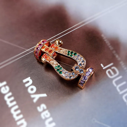 [Bijoux de luxe] BRACELET FORCE GRAND FER À CHEVAL EN DIAMANTS COLORÉS OR ROSE