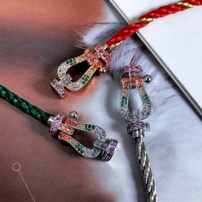 [Bijoux de luxe] BRACELET FORCE GRAND FER À CHEVAL EN DIAMANTS COLORÉS OR ROSE