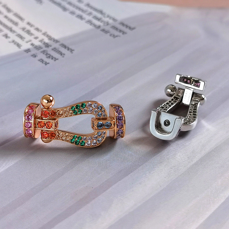 [Bijoux de luxe] BRACELET FORCE GRAND FER À CHEVAL EN DIAMANTS COLORÉS OR ROSE