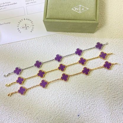 [Bijoux de luxe] BRACELET TRÈFLE 5 MOTIFS VIOLET