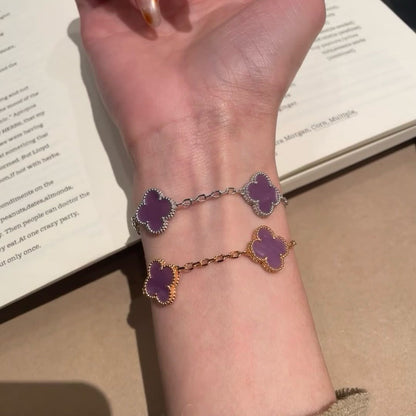 [Bijoux de luxe] BRACELET TRÈFLE 5 MOTIFS VIOLET