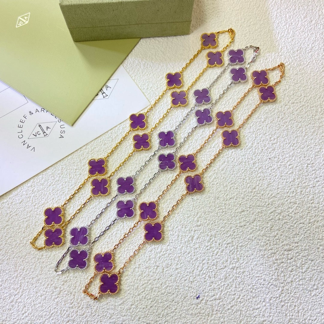 [Luxe Jewelry]CLOVER 10 MOTIFS  PURPLE VIOLET  NECKLACE