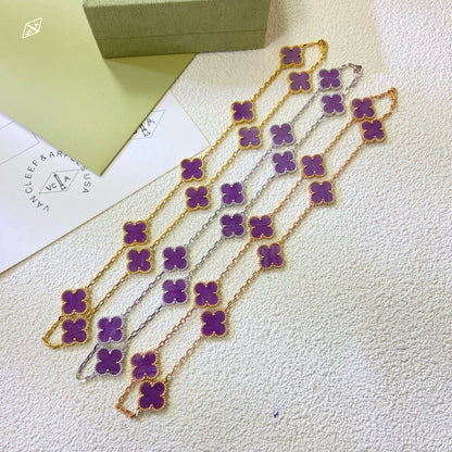 [Luxe Jewelry]CLOVER 10 MOTIFS  PURPLE VIOLET  NECKLACE