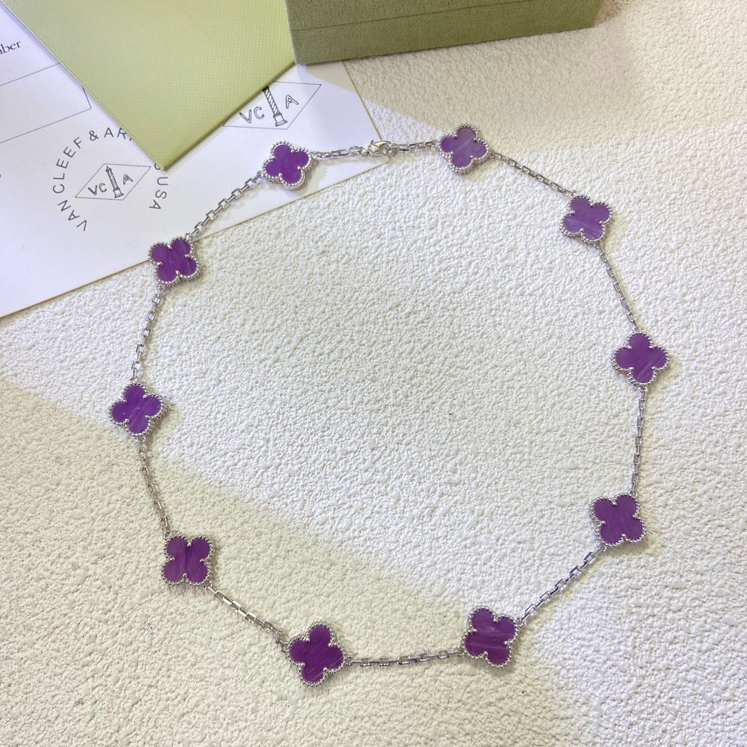 [Luxe Jewelry]CLOVER 10 MOTIFS  PURPLE VIOLET  NECKLACE