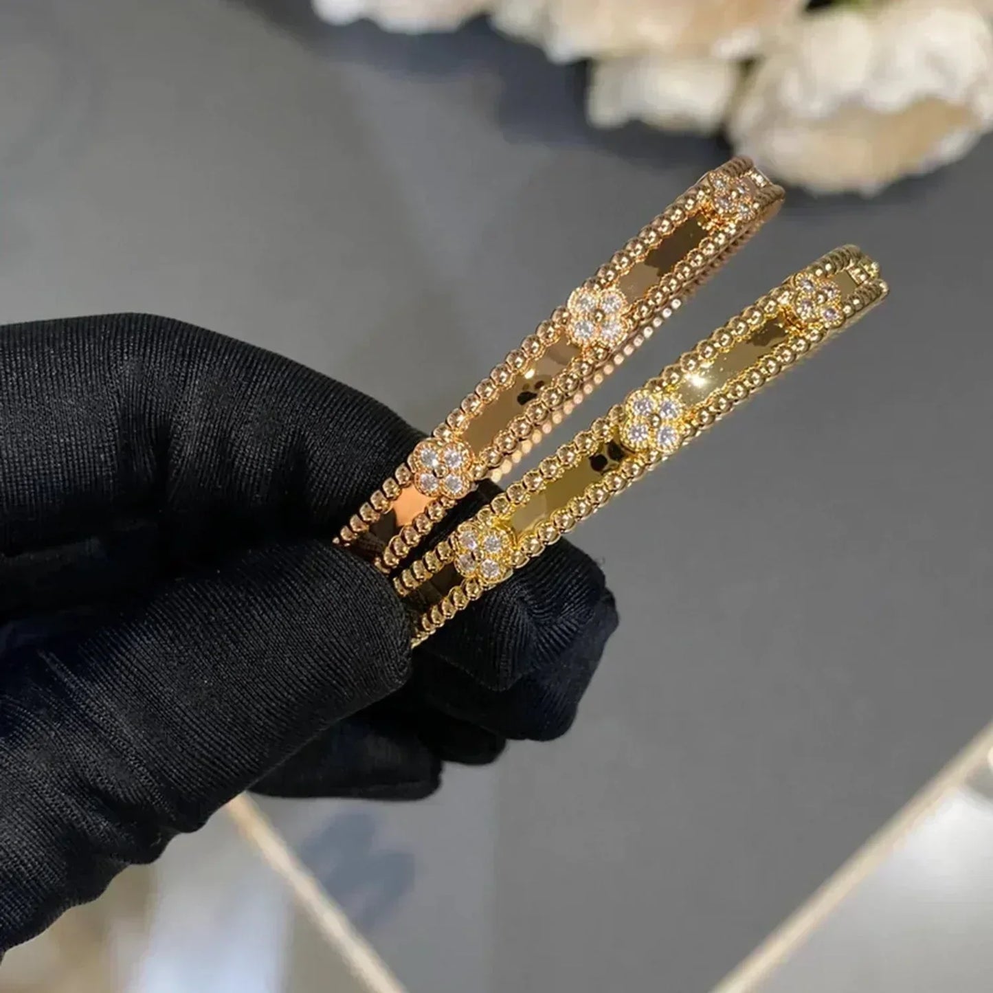 [Luxe Jewelry]CLOVER BRACELET 4MM DIAMONDS