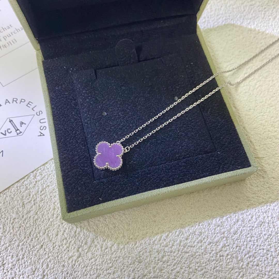 [Luxe Jewelry]CLOVER 15MM  PURPLE VIOLET NECKLACE