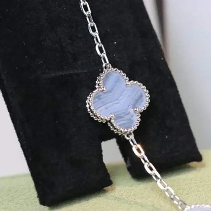 [Luxe Jewelry]CLOVER  5 MOTIF PURPLE CHALCEDONY BRACELET SILVER