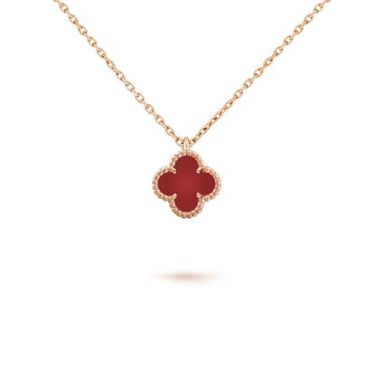 [Bijoux de luxe] Collier Clover Mini Cornaline Blanche 9,5 mm