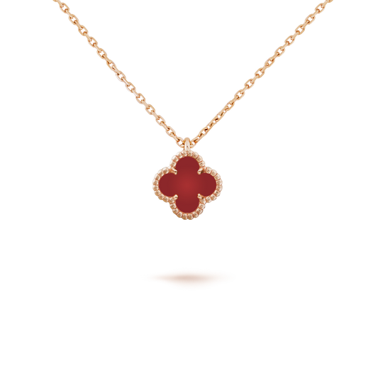 [Luxe Jewelry]CLOVER MINI 9.5MM WHITE CARNELIANS NECKLACE