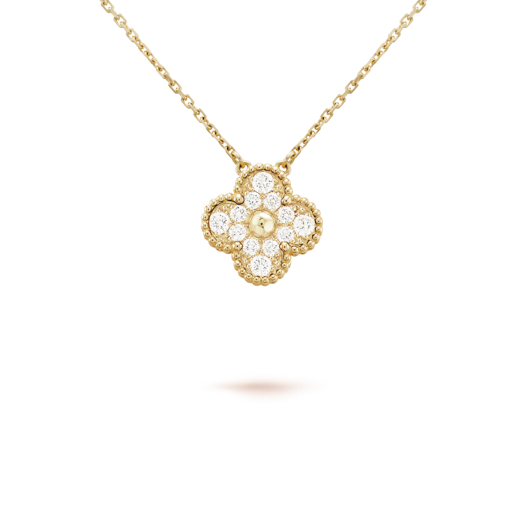 [Luxe Jewelry]CLOVER 15MM DIAMOND SINGLE FLOWER NECKLACE