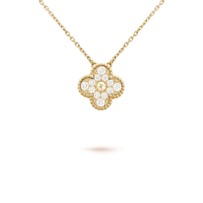 [Luxe Jewelry]CLOVER 15MM DIAMOND SINGLE FLOWER NECKLACE