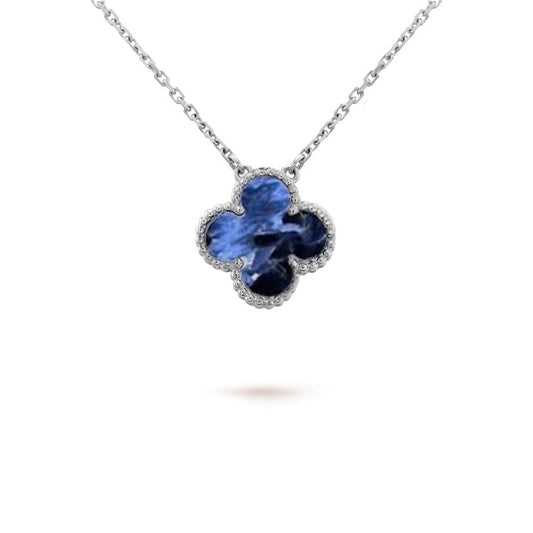 [Luxe Jewelry]CLOVER 15MM PIETERSITE NECKLACE SILVER