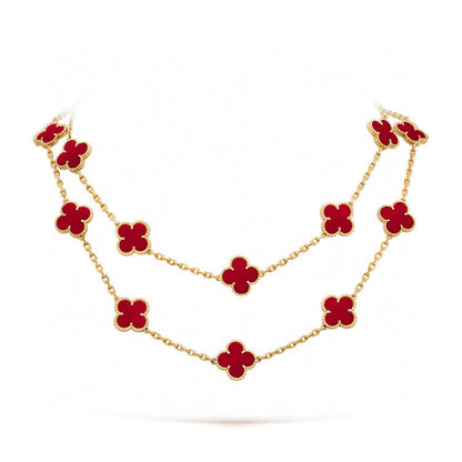 [Luxe Jewelry]CLOVER 20 MOTIFS CARNELIAN NECKLACE