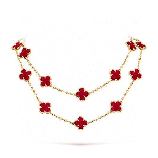 [Luxe Jewelry]CLOVER 20 MOTIFS CARNELIAN NECKLACE