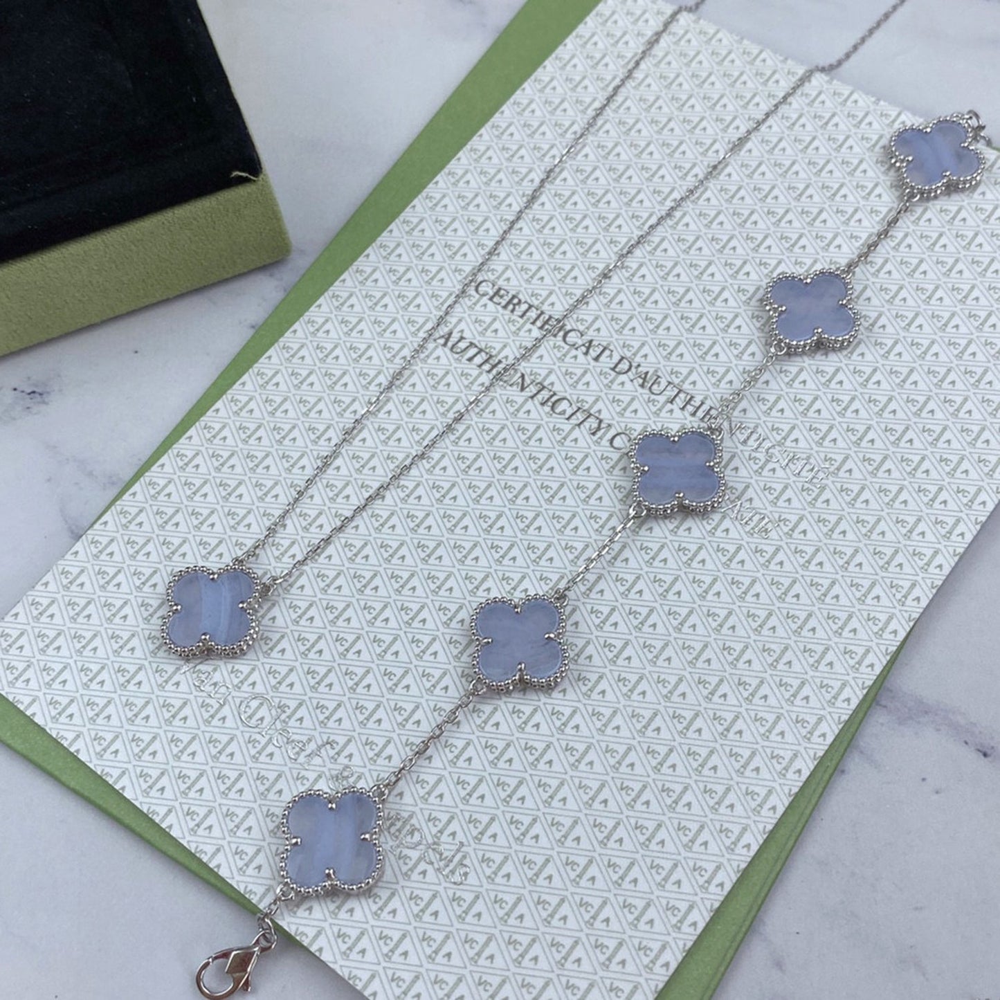 [Luxe Jewelry]CLOVER  5 MOTIF PURPLE CHALCEDONY BRACELET SILVER
