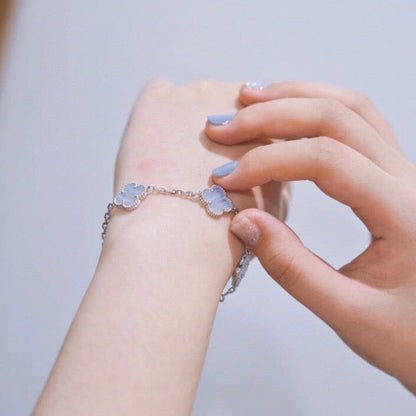 [Luxe Jewelry]CLOVER  5 MOTIF PURPLE CHALCEDONY BRACELET SILVER