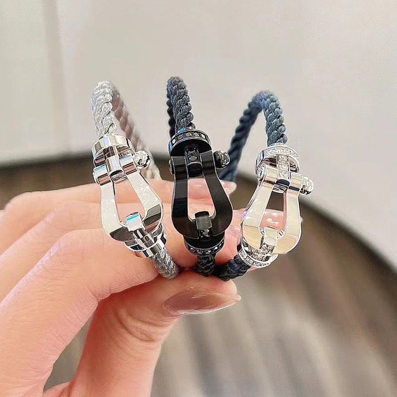 [Bijoux de luxe] BRACELET FORCE LARGE FER À CHEVAL SANS DIAMANT ARGENT