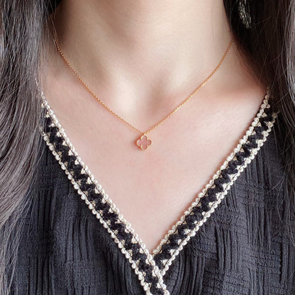 [Bijoux de luxe] Collier Clover 15 mm en nacre rose à fleur unique