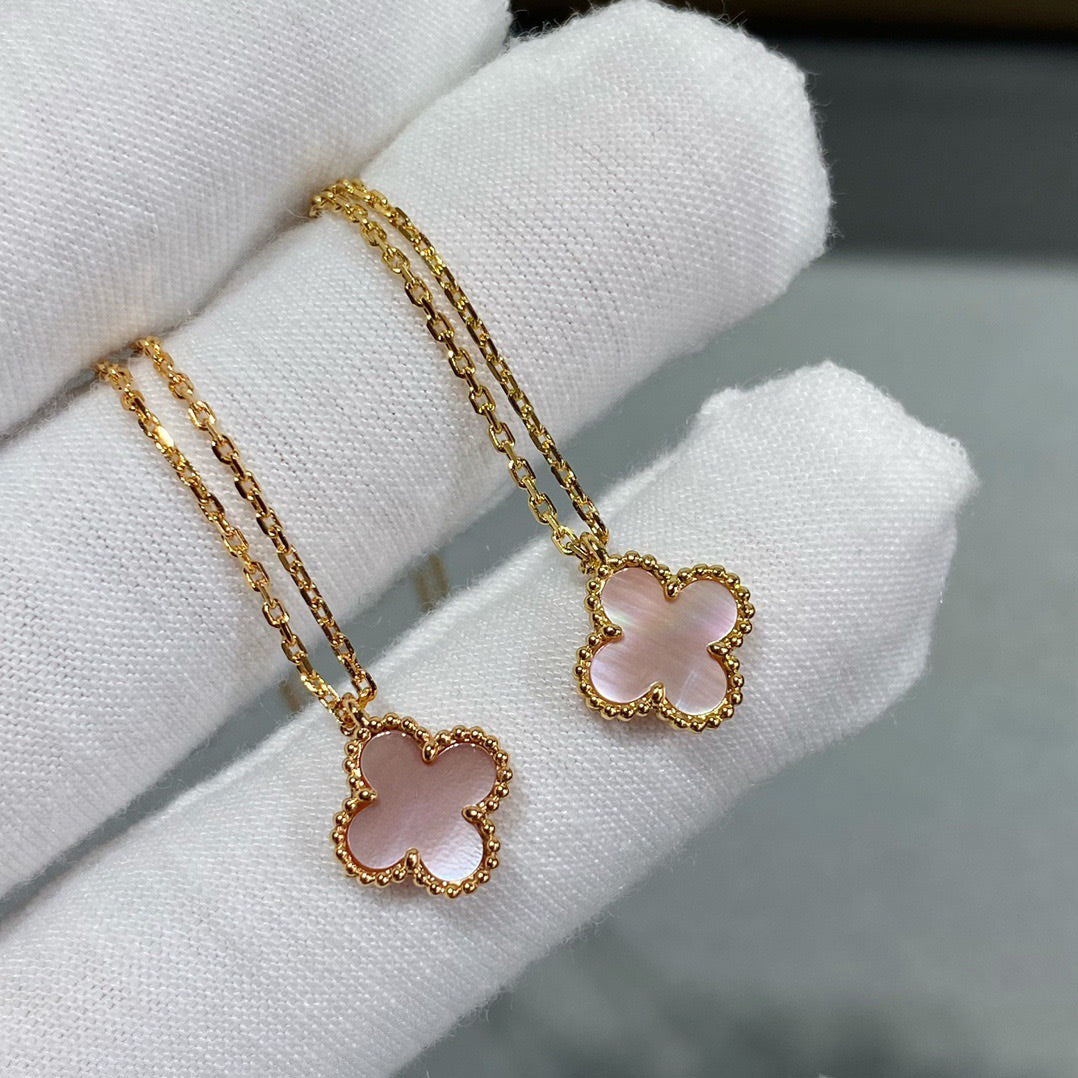 [Bijoux de luxe] Collier Clover 15 mm en nacre rose à fleur unique