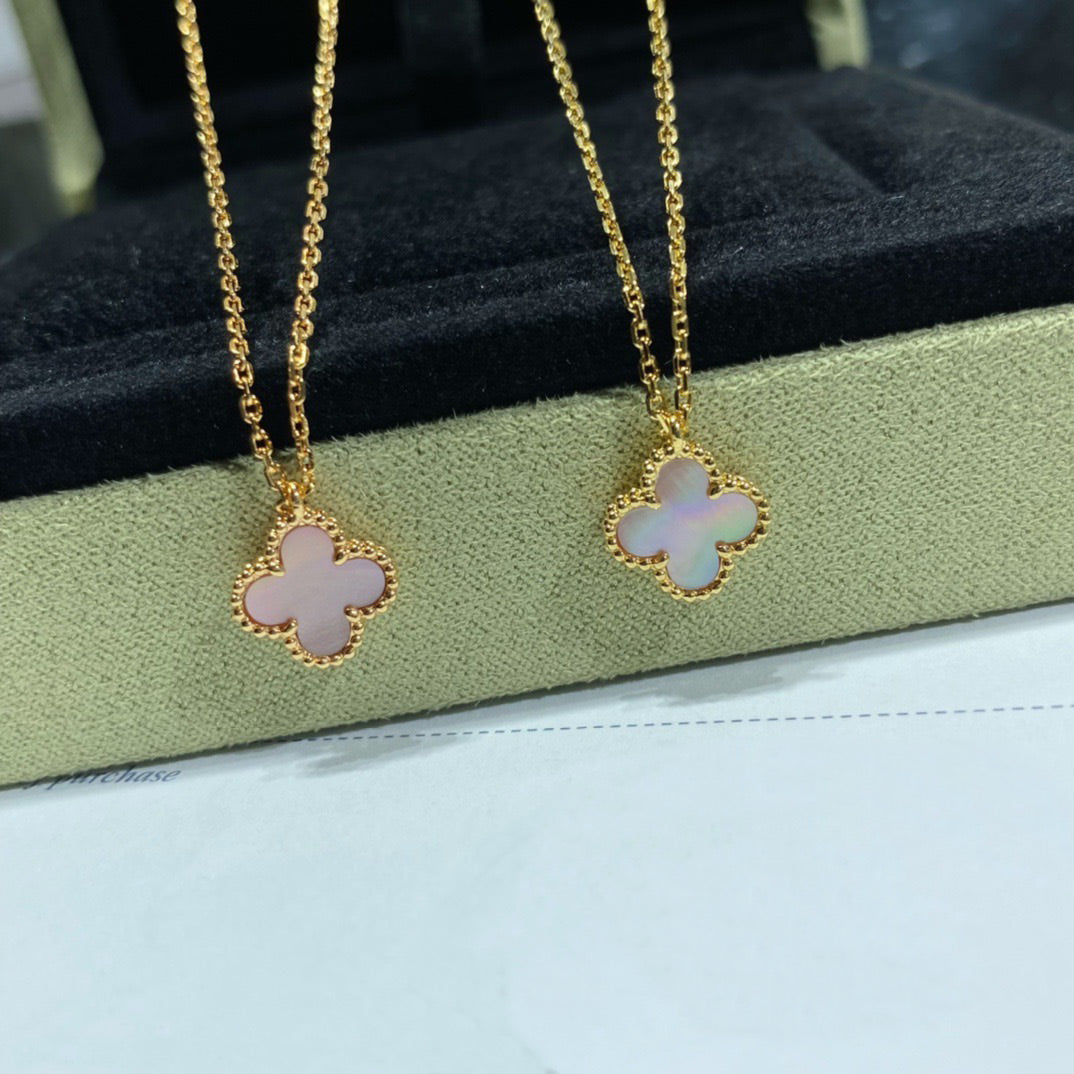 [Bijoux de luxe] Collier Clover 15 mm en nacre rose à fleur unique