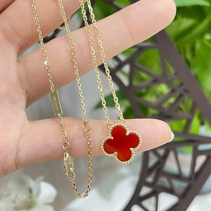 [Bijoux de luxe] Collier à fleur unique en cornaline 15 mm