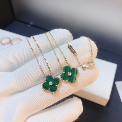 [Bijoux de luxe] Collier Clover 15 mm avec diamants et turquoise