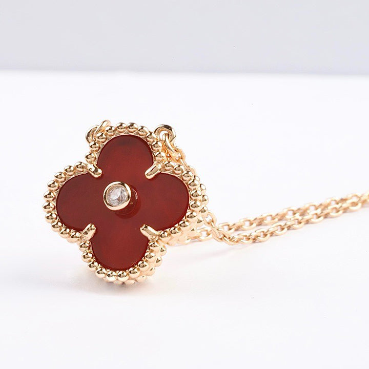 [Bijoux de luxe] Collier Clover 15 mm en diamants et cornaline