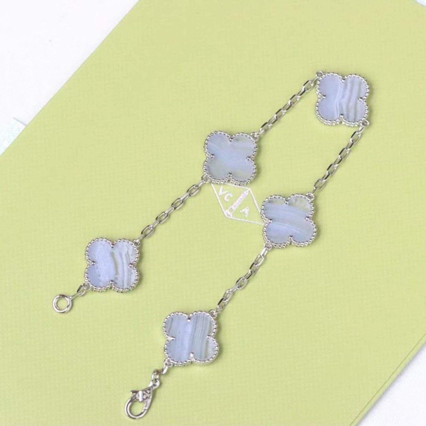 [Luxe Jewelry]CLOVER  5 MOTIF PURPLE CHALCEDONY BRACELET SILVER