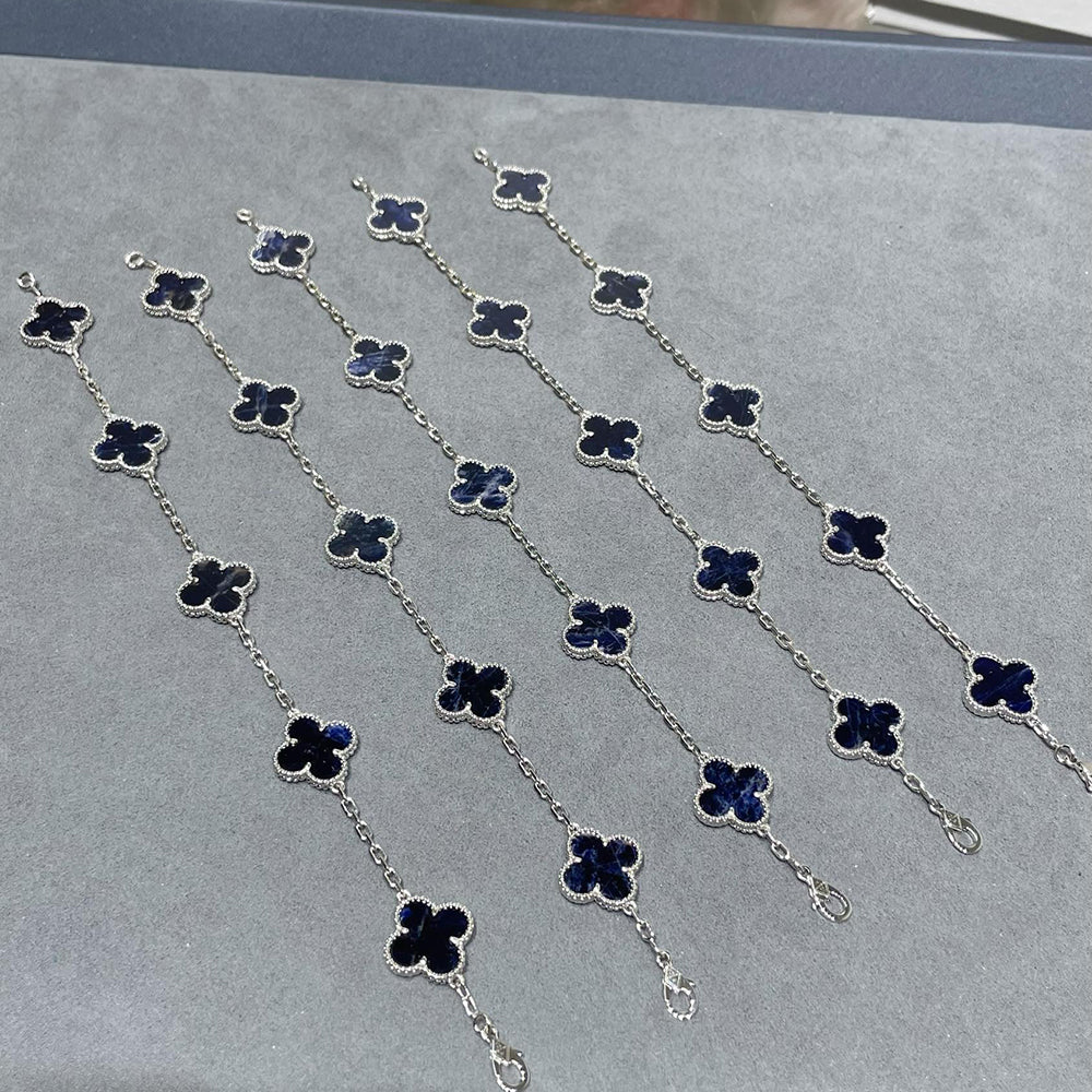[Luxe Jewelry]CLOVER 5 MOTIF PIETERSITE SILVER BRACELET