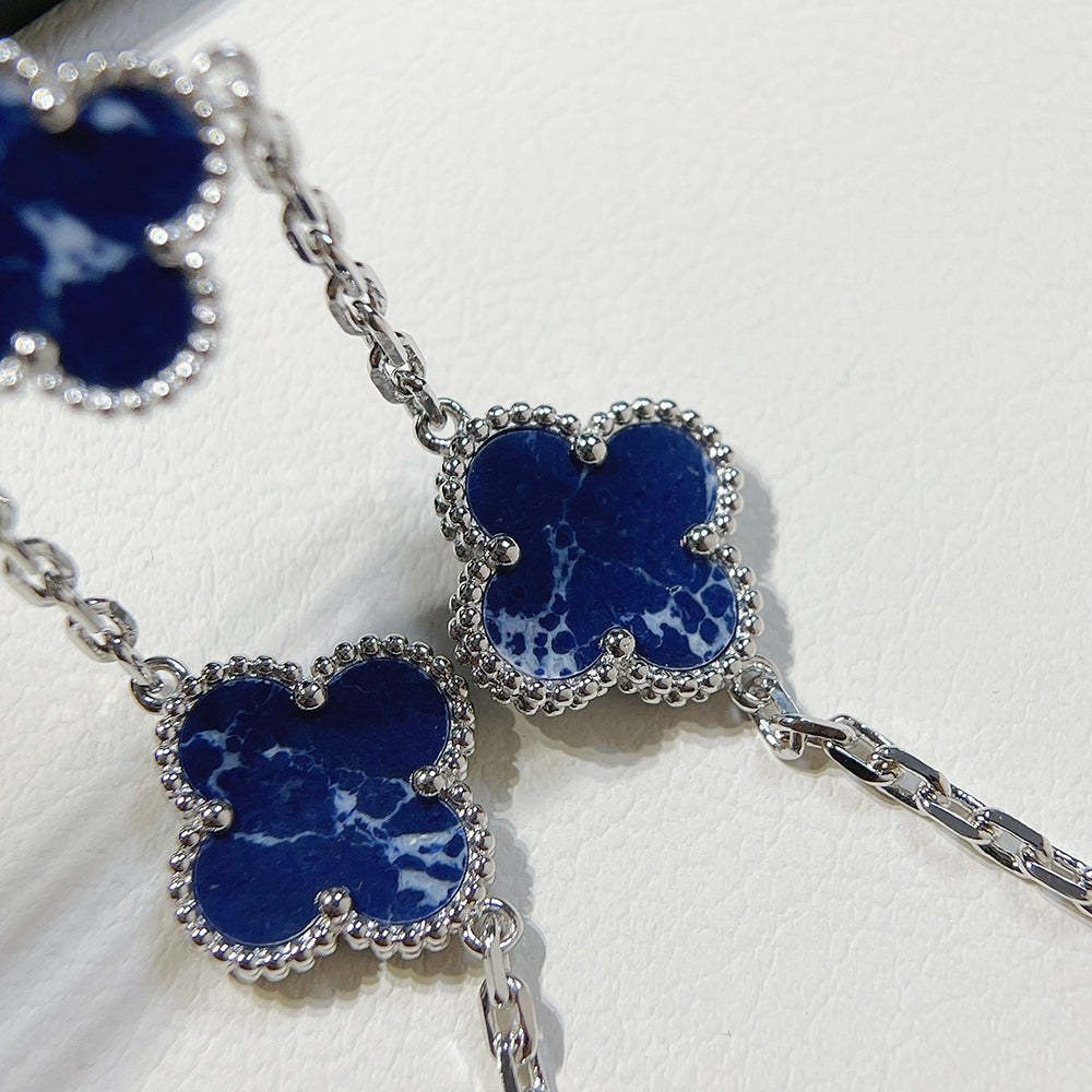 [Luxe Jewelry]CLOVER 5 MOTIF PIETERSITE SILVER BRACELET