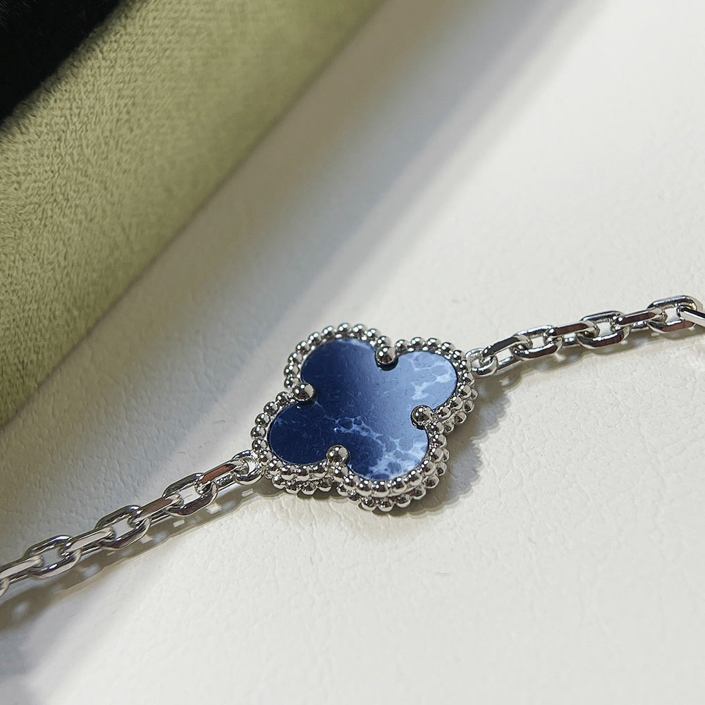 [Luxe Jewelry]CLOVER 5 MOTIF PIETERSITE SILVER BRACELET