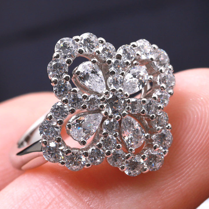 [Bijoux de luxe] BAGUE BOUCLE MOTIF COMPLET DIAMANT 16MM ARGENT