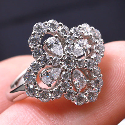 [Bijoux de luxe] BAGUE BOUCLE MOTIF COMPLET DIAMANT 16MM ARGENT