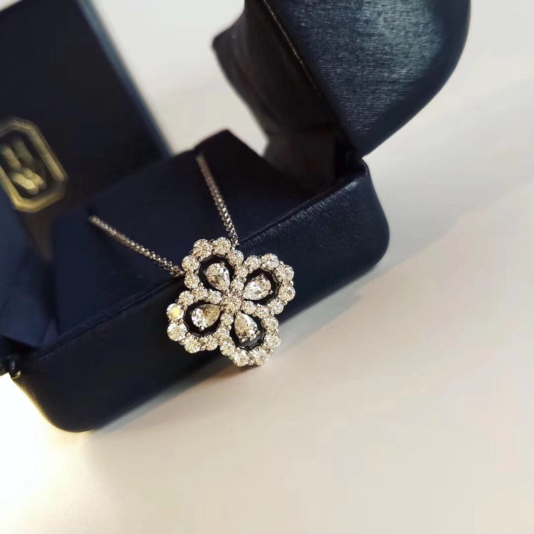 [Luxe Jewelry]LOOP NECKLACE FULL MOTIF DIAMOND 16MM MULTIPLE COLORS