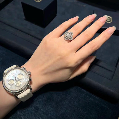 [Bijoux de luxe] BAGUE BOUCLE MOTIF COMPLET DIAMANT 16MM ARGENT