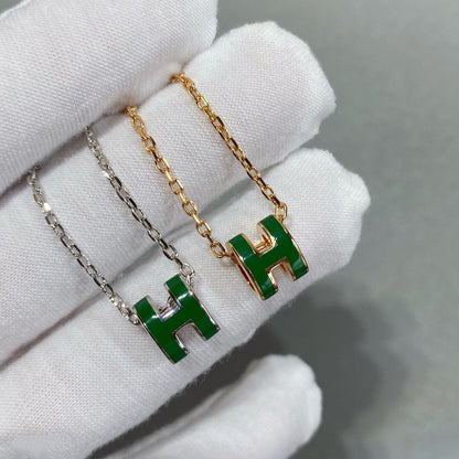 [Bijoux de luxe]Collier POP H VERT ARGENT ET OR