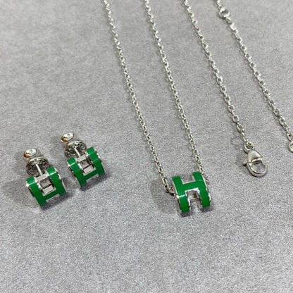 [Bijoux de luxe]Collier POP H VERT ARGENT ET OR