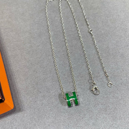 [Bijoux de luxe]Collier POP H VERT ARGENT ET OR