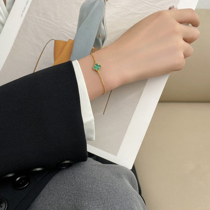 [Bijoux de luxe] Bracelet trèfle malachite 1 motif