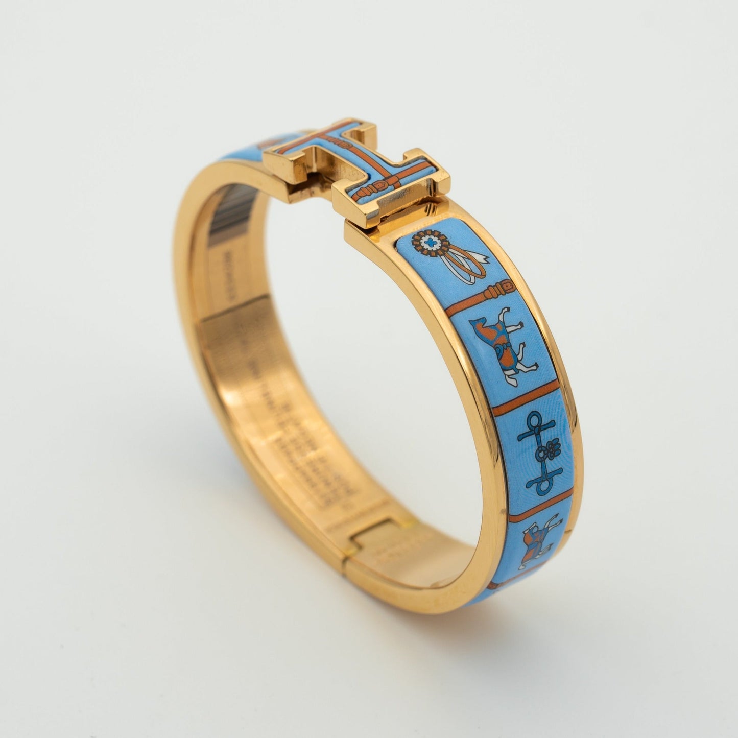 [Luxe Jewelry]H PINK GOLD BRACELET BLUE CERAMIC