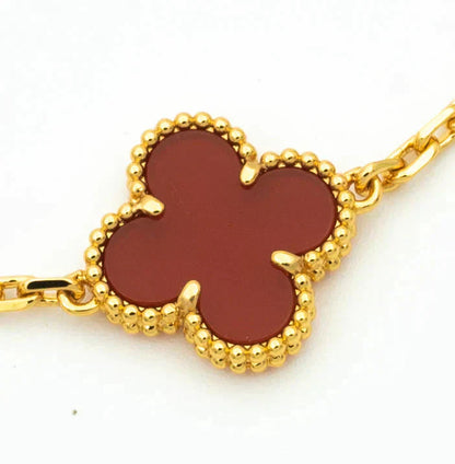 [Bijoux de luxe] BRACELET EN OR CORNALINE 5 MOTIFS TRÈFLE 