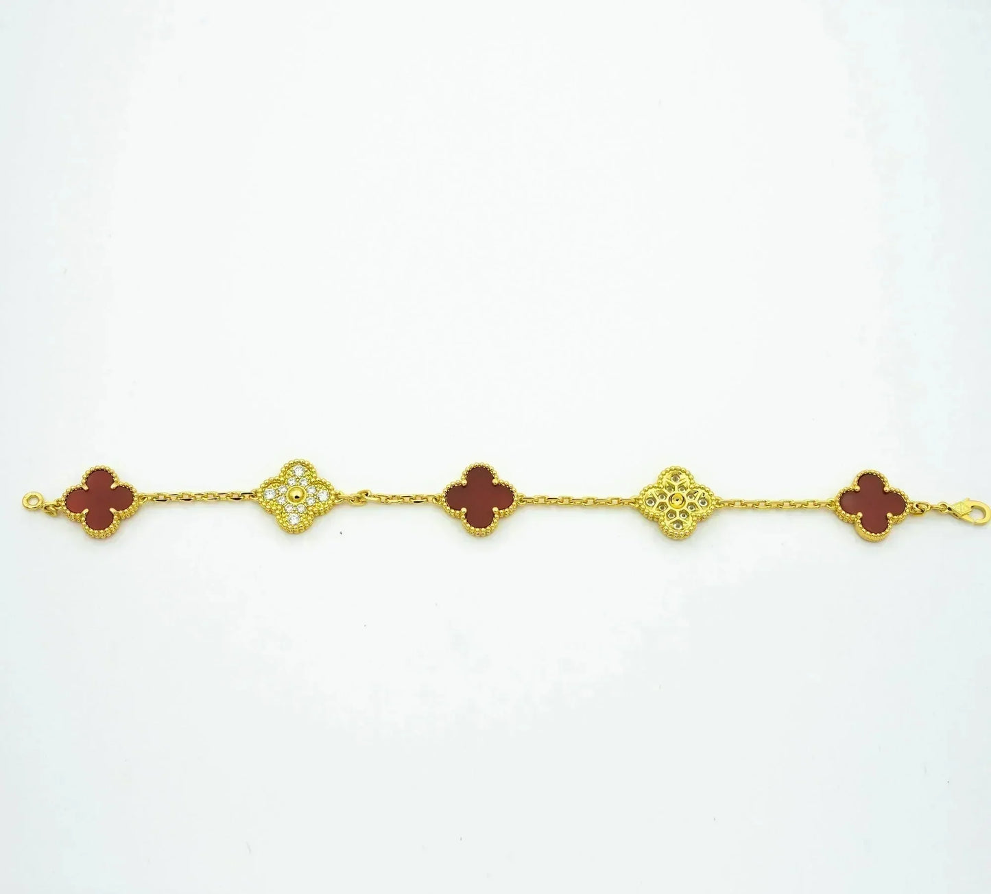 [Bijoux de luxe] BRACELET DIAMANT CORNALINE 5 MOTIFS CLOVER
