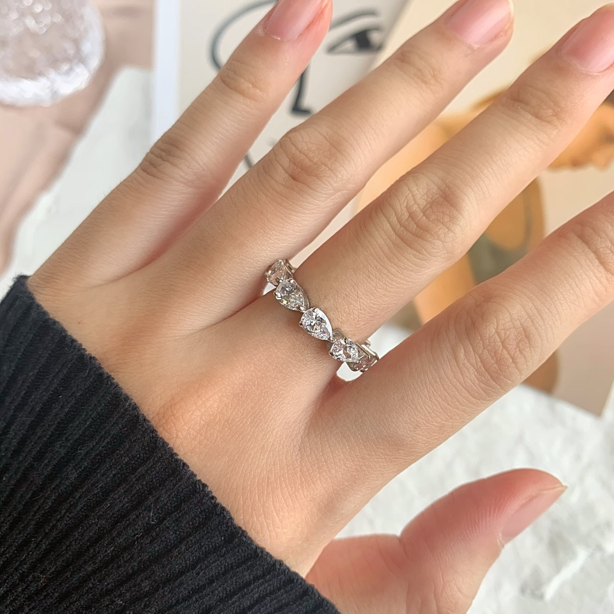 [Luxe Jewelry]Exquisite Pear Cut Tennis Ring