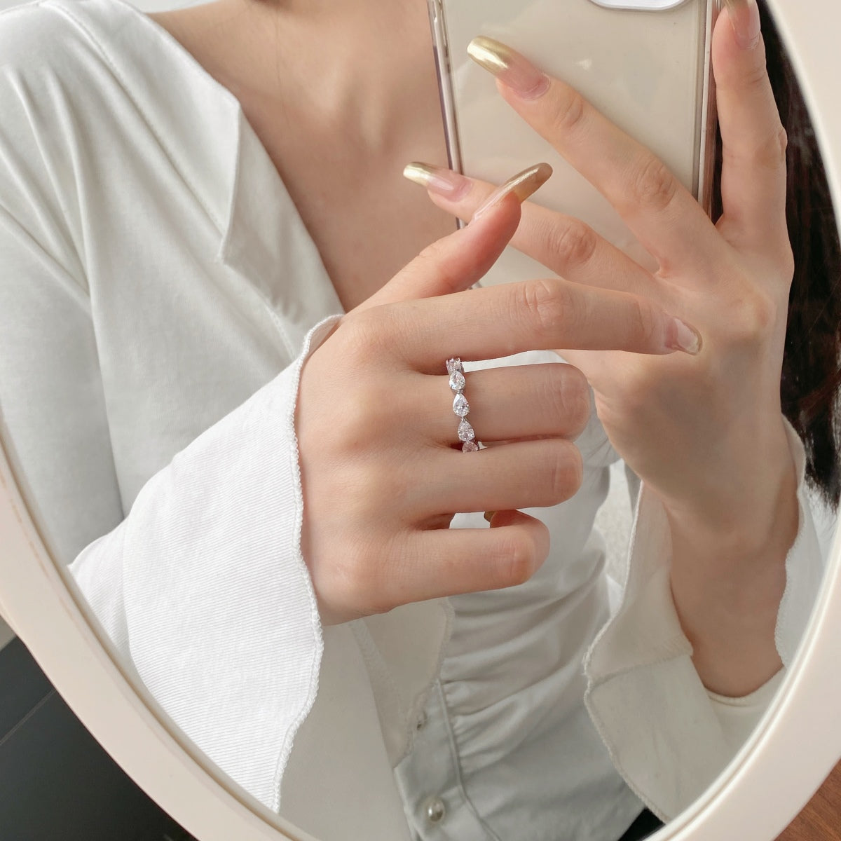 [Luxe Jewelry]Exquisite Pear Cut Tennis Ring