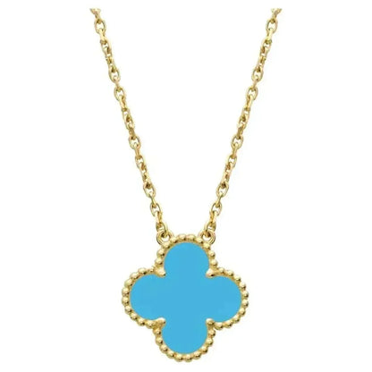 [Luxe Jewelry]CLOVER 15MM VINTAGE TURQUOISE NECKLACE