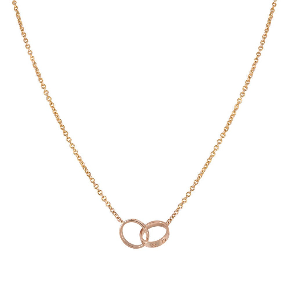 [Luxe Jewelry]LOVE NECKLACE DOUBLE RING PINK GOLD