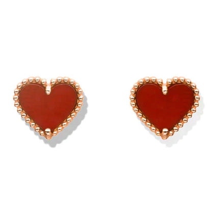 [Bijoux de luxe]Boucles d'oreilles clous en forme de cœur en cornaline